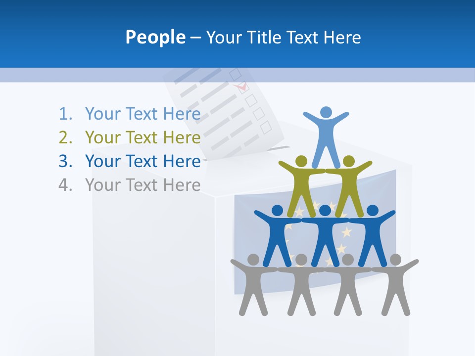 A White Box With A Blue And Yellow Flag On Top Of It PowerPoint Template