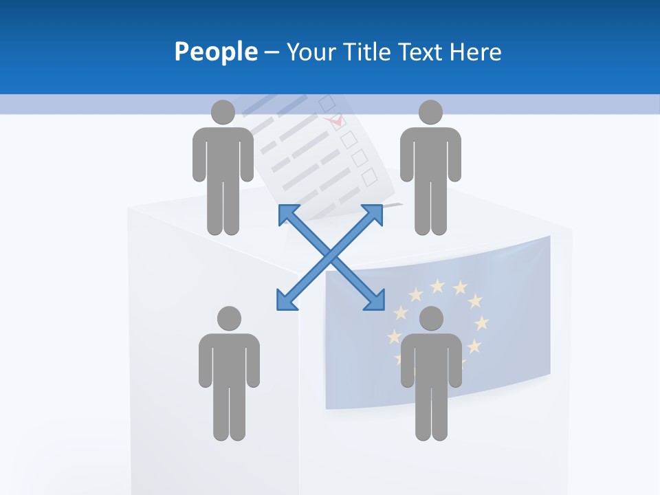 A White Box With A Blue And Yellow Flag On Top Of It PowerPoint Template