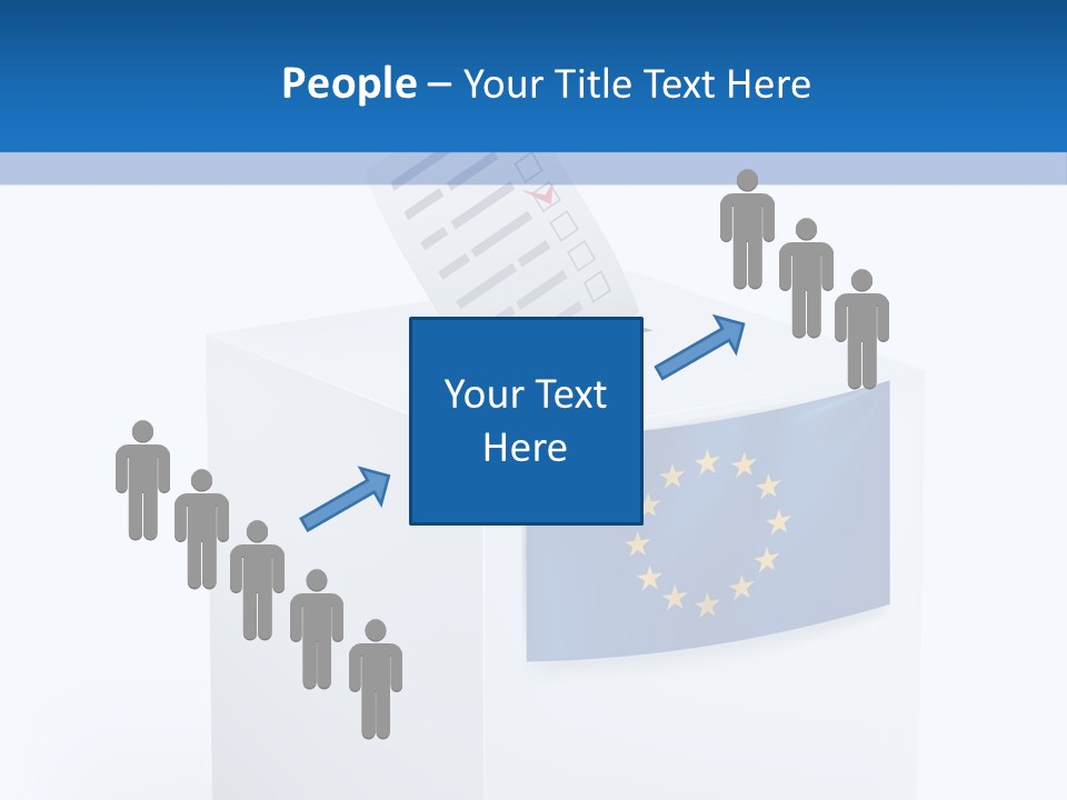 A White Box With A Blue And Yellow Flag On Top Of It PowerPoint Template
