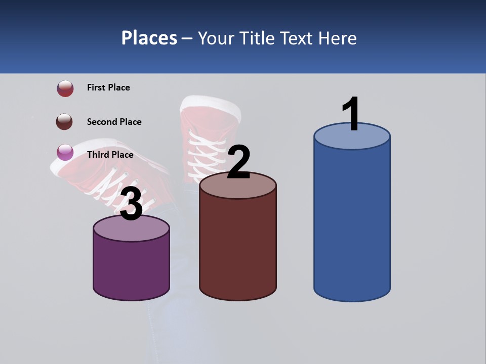 A Person's Feet With Red Sneakers On A Gray Background PowerPoint Template