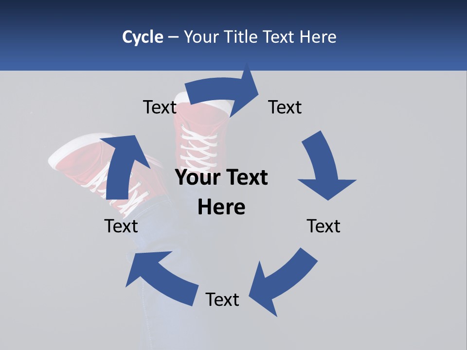 A Person's Feet With Red Sneakers On A Gray Background PowerPoint Template