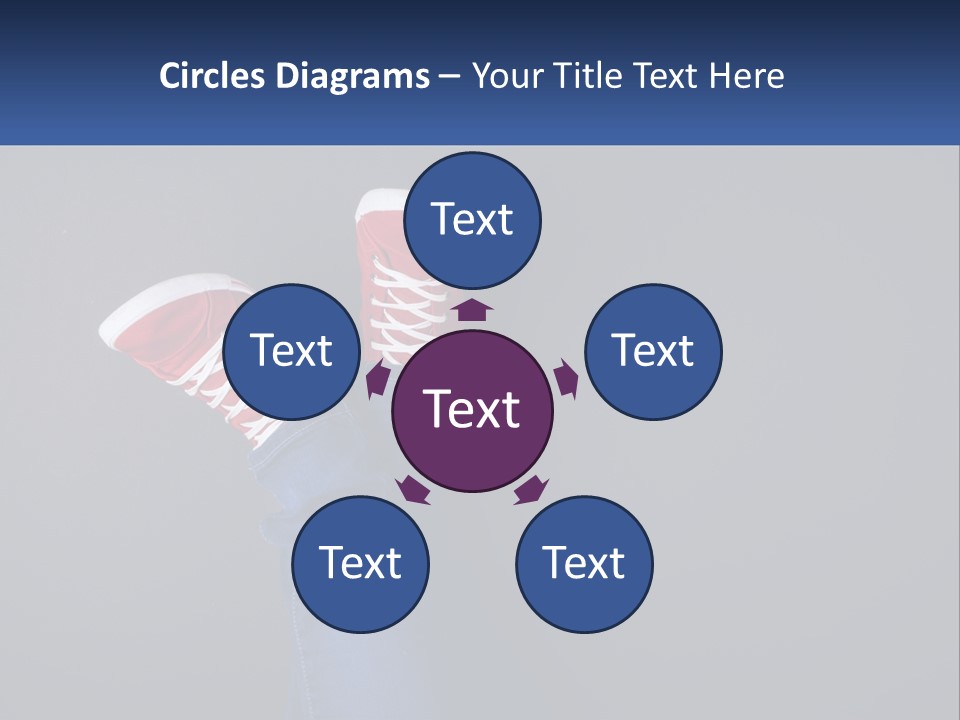 A Person's Feet With Red Sneakers On A Gray Background PowerPoint Template