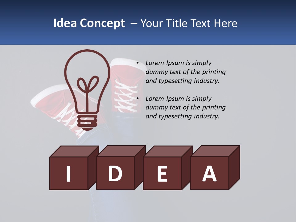 A Person's Feet With Red Sneakers On A Gray Background PowerPoint Template
