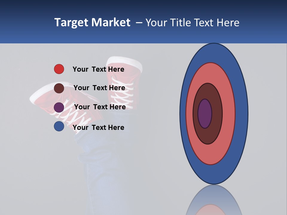 A Person's Feet With Red Sneakers On A Gray Background PowerPoint Template