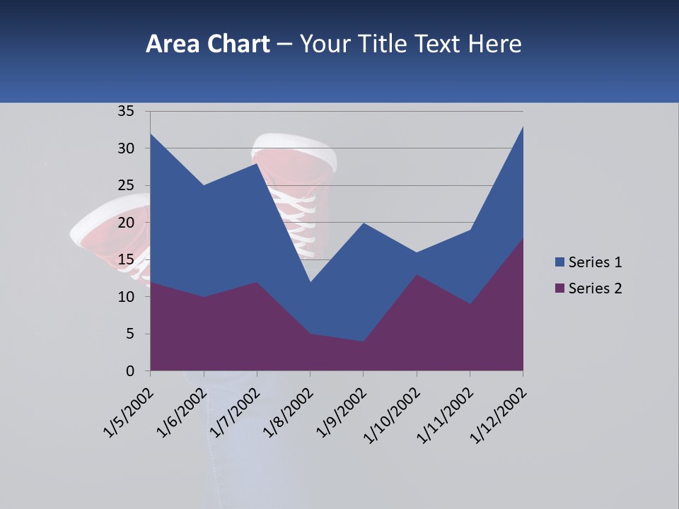 A Person's Feet With Red Sneakers On A Gray Background PowerPoint Template