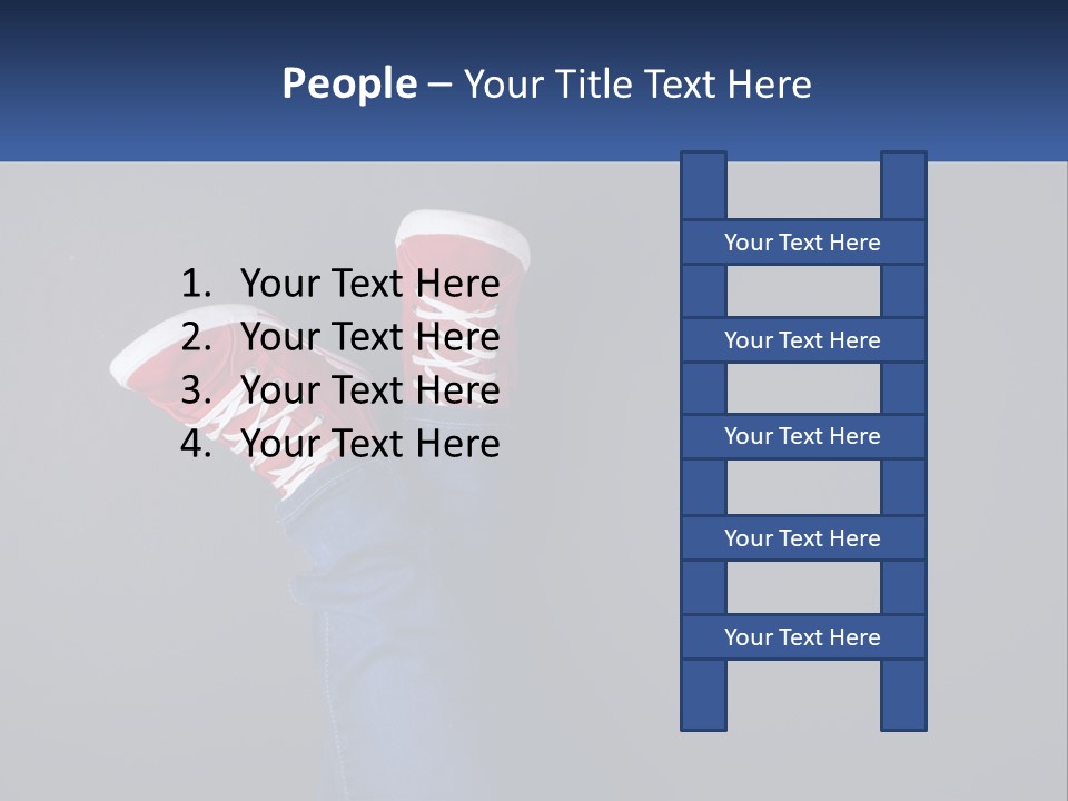 A Person's Feet With Red Sneakers On A Gray Background PowerPoint Template