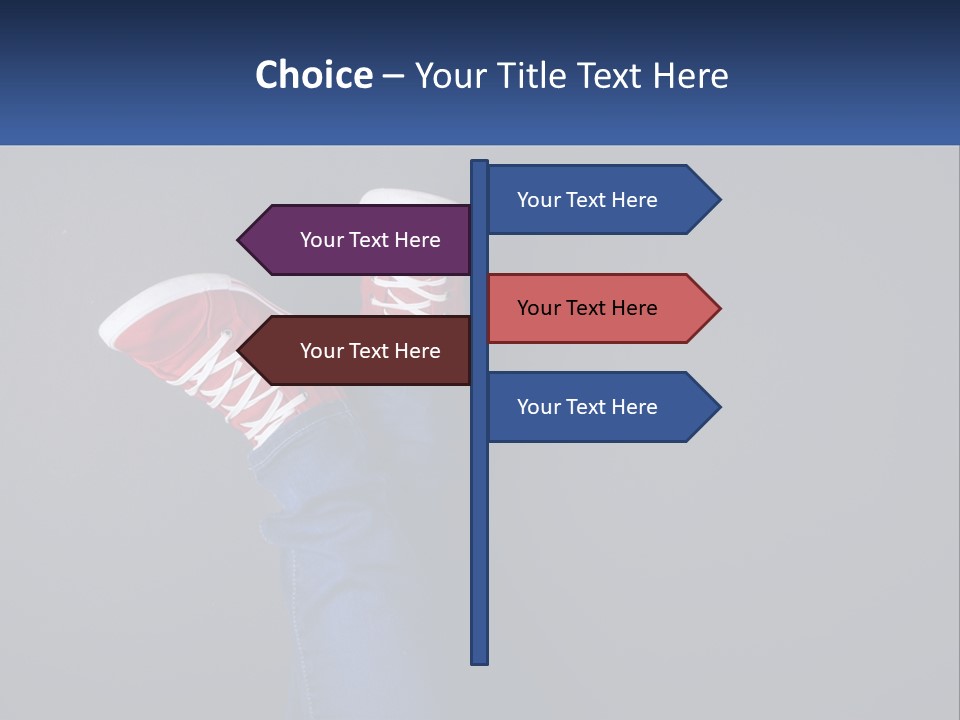 A Person's Feet With Red Sneakers On A Gray Background PowerPoint Template