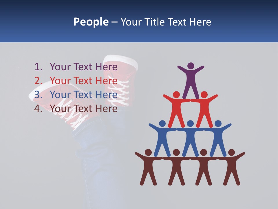 A Person's Feet With Red Sneakers On A Gray Background PowerPoint Template