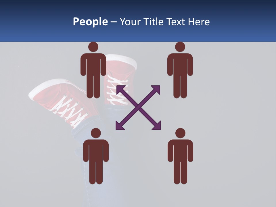 A Person's Feet With Red Sneakers On A Gray Background PowerPoint Template