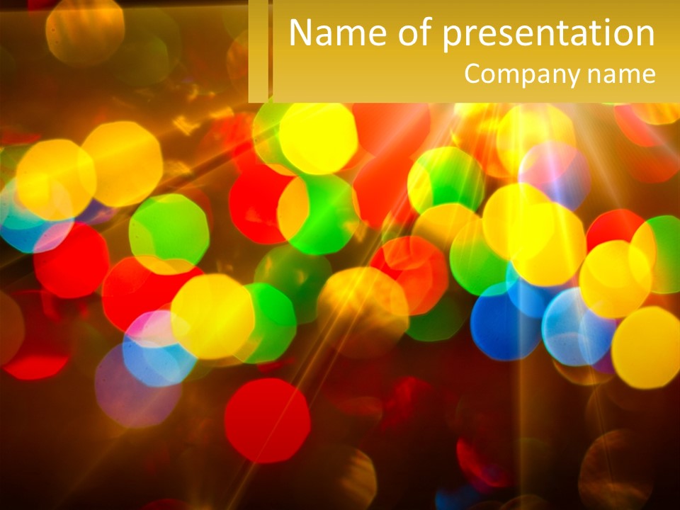 A Blurry Image Of Colorful Lights On A Dark Background PowerPoint Template