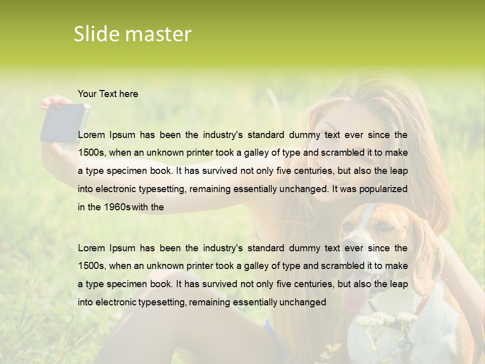 A Woman Taking A Picture With Her Dog PowerPoint Template