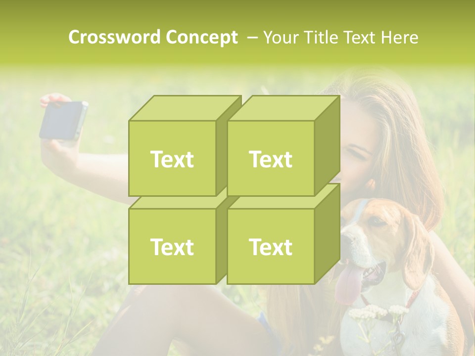 A Woman Taking A Picture With Her Dog PowerPoint Template