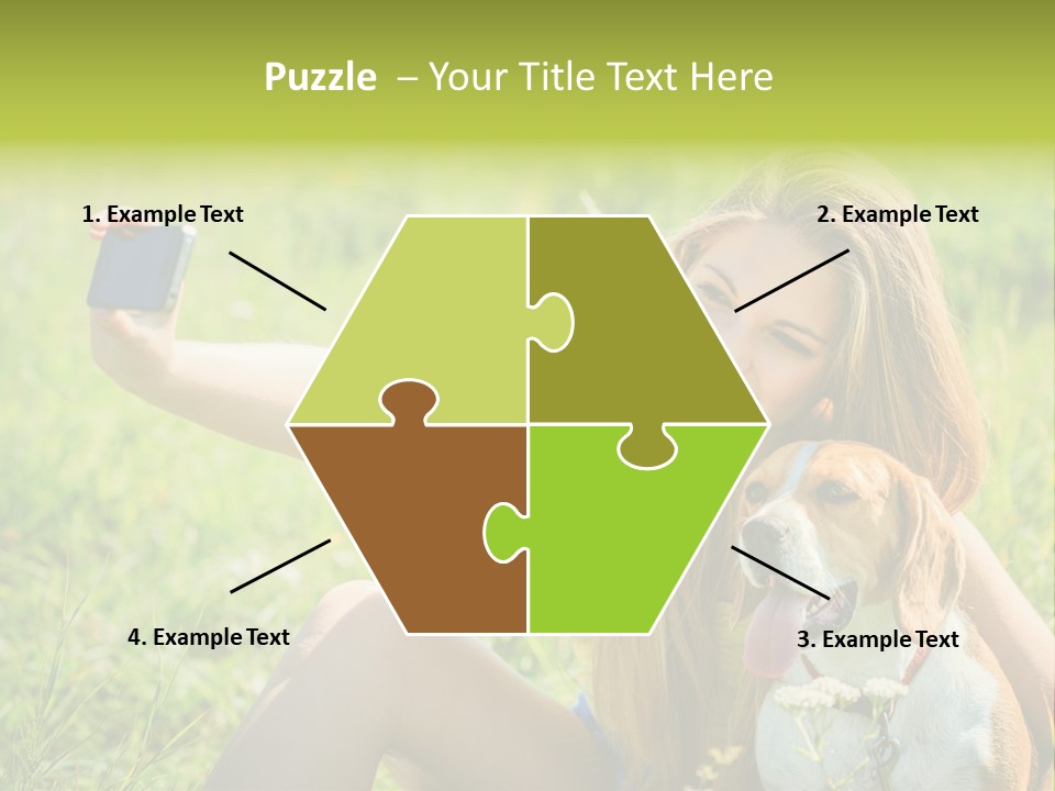 A Woman Taking A Picture With Her Dog PowerPoint Template