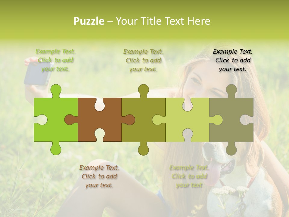 A Woman Taking A Picture With Her Dog PowerPoint Template