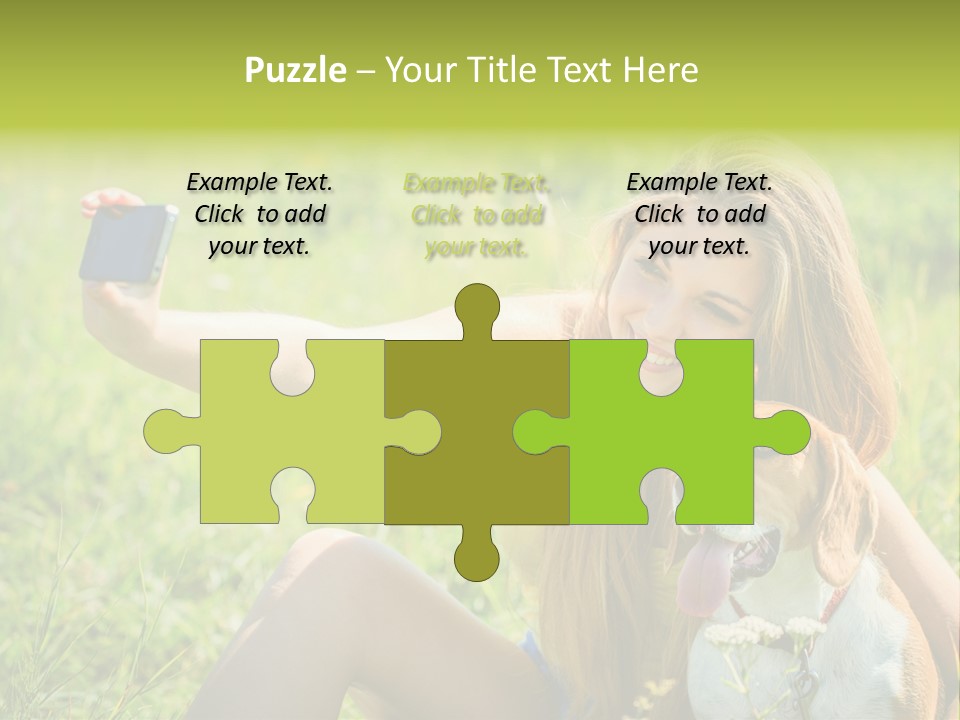 A Woman Taking A Picture With Her Dog PowerPoint Template