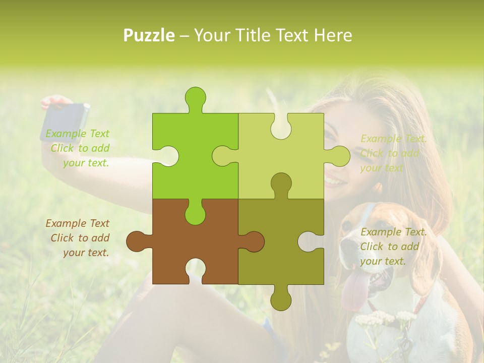 A Woman Taking A Picture With Her Dog PowerPoint Template