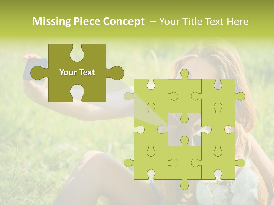 A Woman Taking A Picture With Her Dog PowerPoint Template