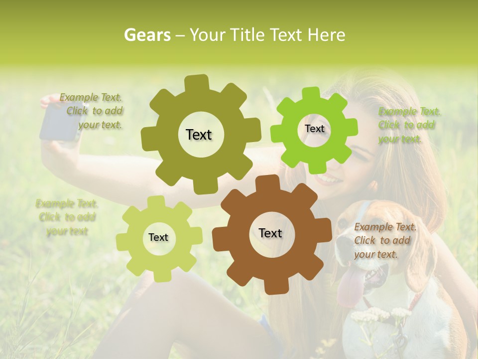 A Woman Taking A Picture With Her Dog PowerPoint Template