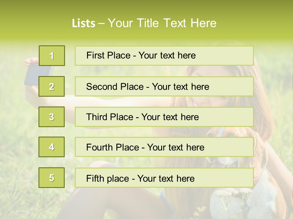 A Woman Taking A Picture With Her Dog PowerPoint Template