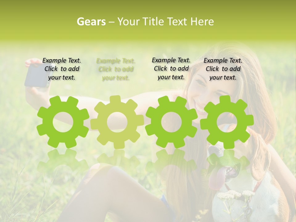 A Woman Taking A Picture With Her Dog PowerPoint Template