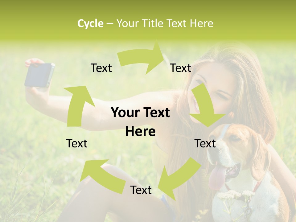 A Woman Taking A Picture With Her Dog PowerPoint Template