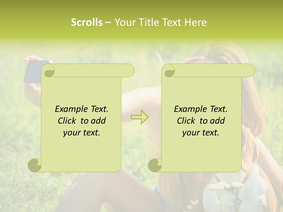 A Woman Taking A Picture With Her Dog PowerPoint Template