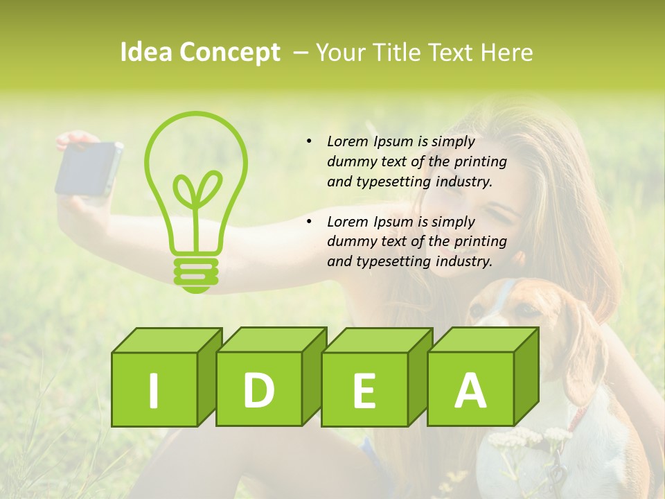 A Woman Taking A Picture With Her Dog PowerPoint Template