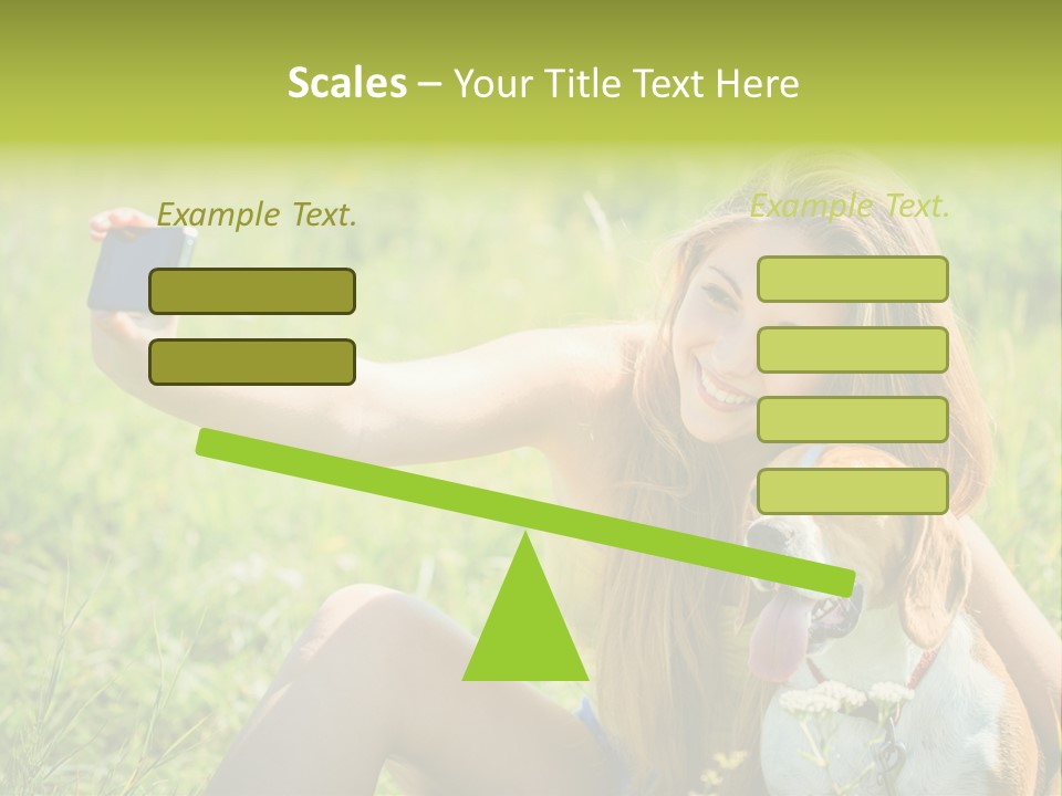 A Woman Taking A Picture With Her Dog PowerPoint Template