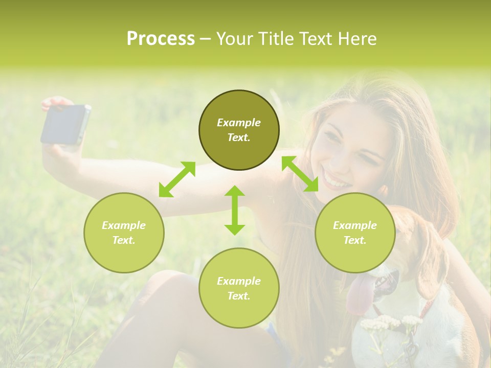 A Woman Taking A Picture With Her Dog PowerPoint Template