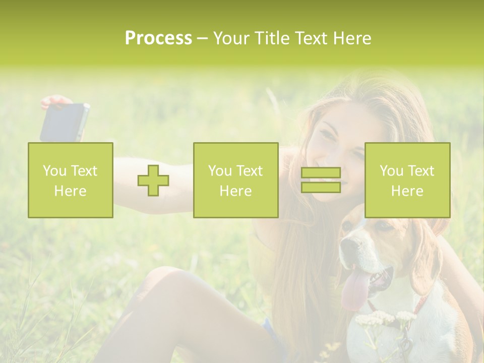 A Woman Taking A Picture With Her Dog PowerPoint Template