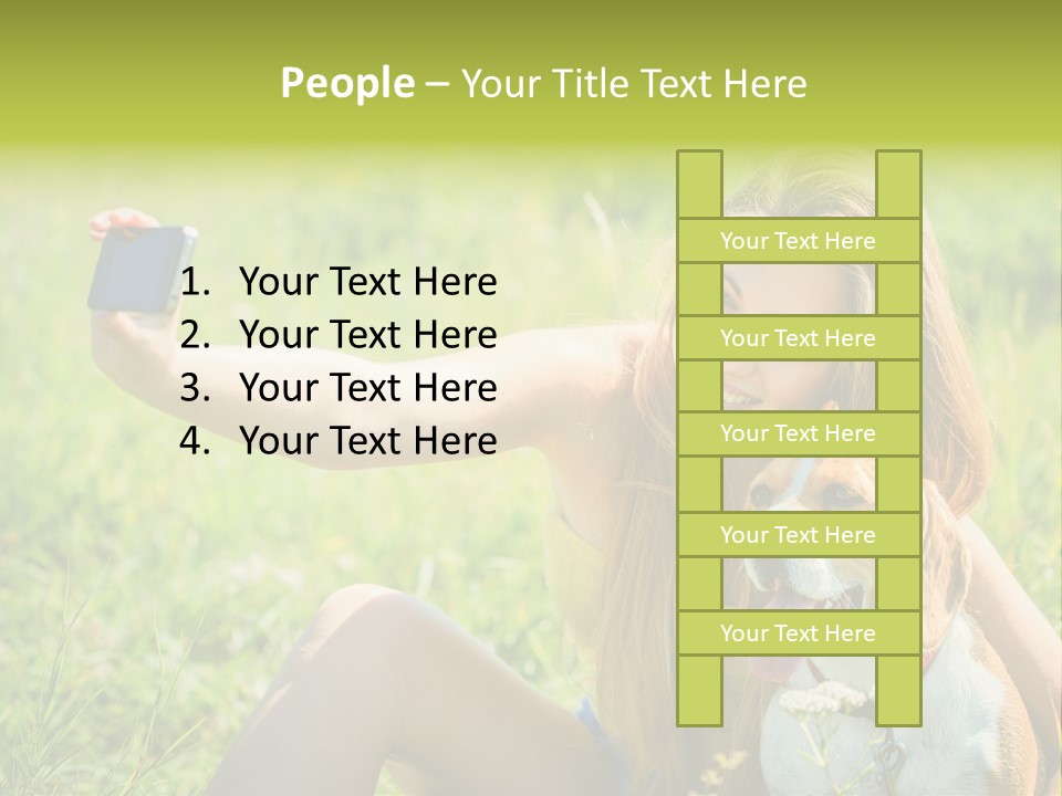 A Woman Taking A Picture With Her Dog PowerPoint Template