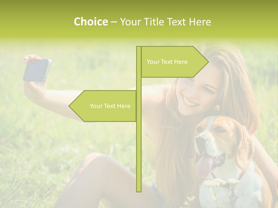 A Woman Taking A Picture With Her Dog PowerPoint Template