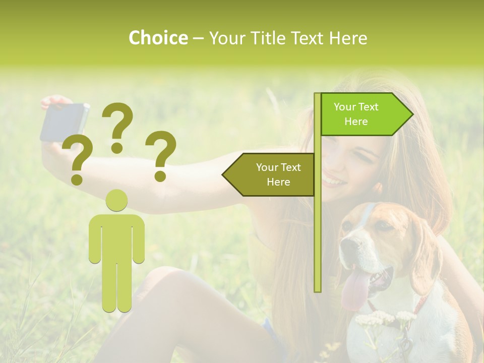 A Woman Taking A Picture With Her Dog PowerPoint Template