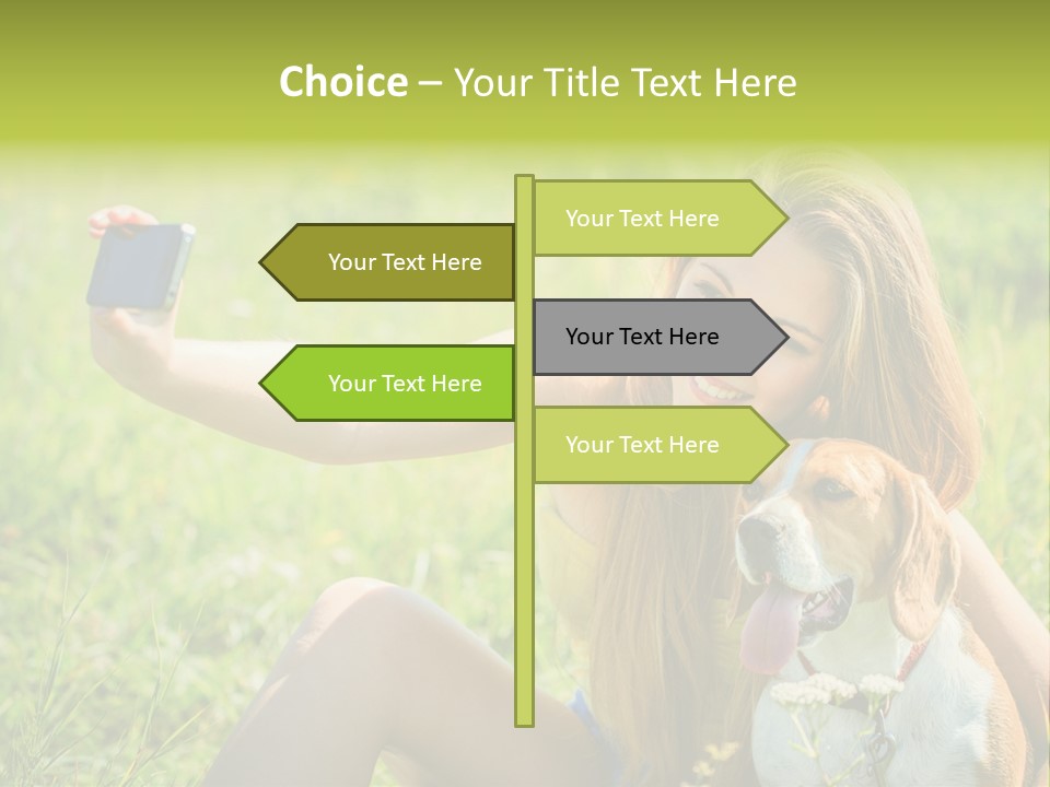 A Woman Taking A Picture With Her Dog PowerPoint Template