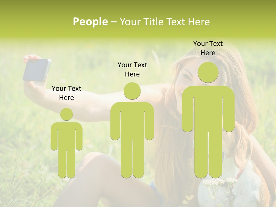 A Woman Taking A Picture With Her Dog PowerPoint Template