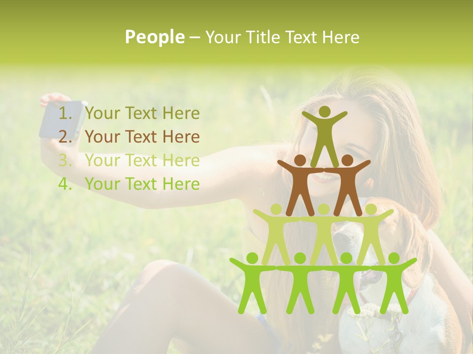 A Woman Taking A Picture With Her Dog PowerPoint Template