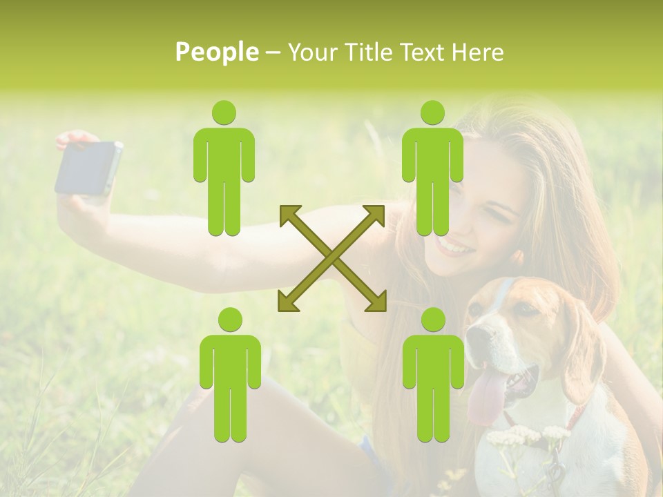 A Woman Taking A Picture With Her Dog PowerPoint Template