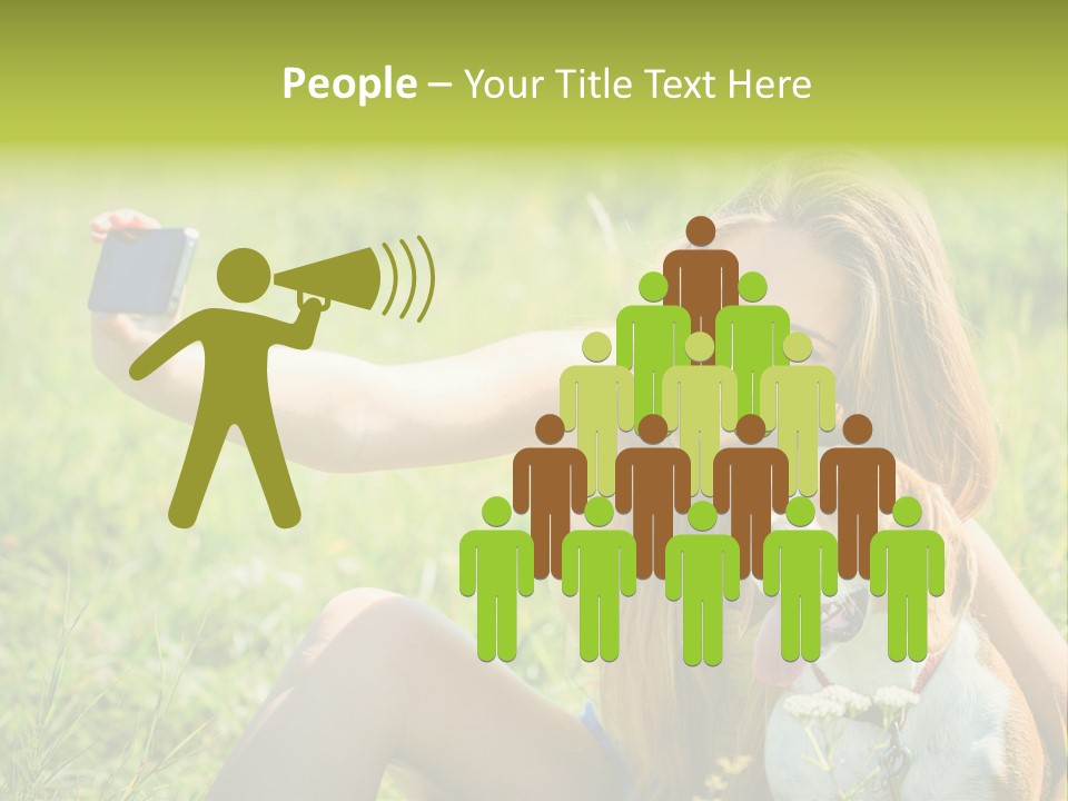 A Woman Taking A Picture With Her Dog PowerPoint Template