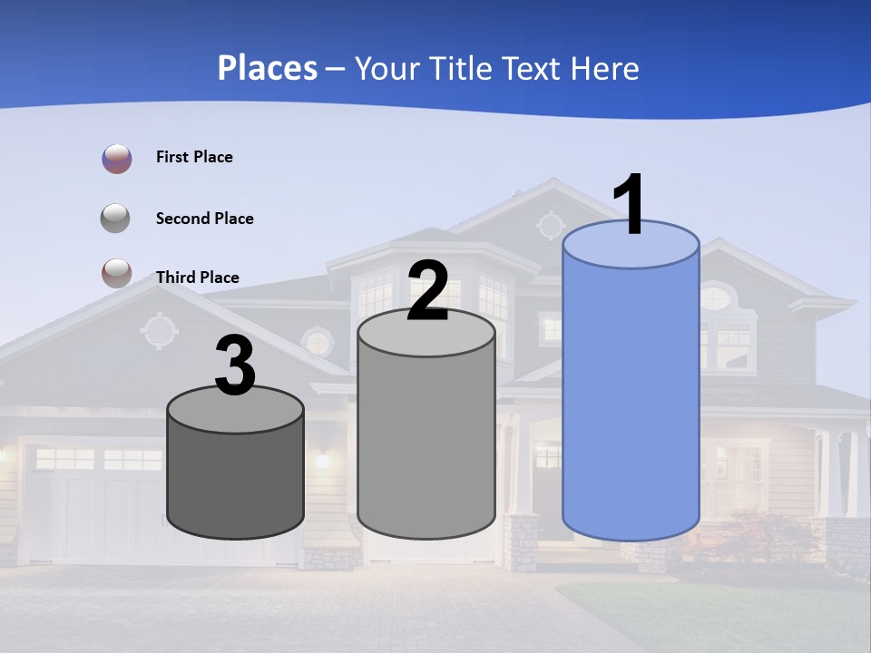 A Large House With A Lot Of Windows And A Driveway PowerPoint Template