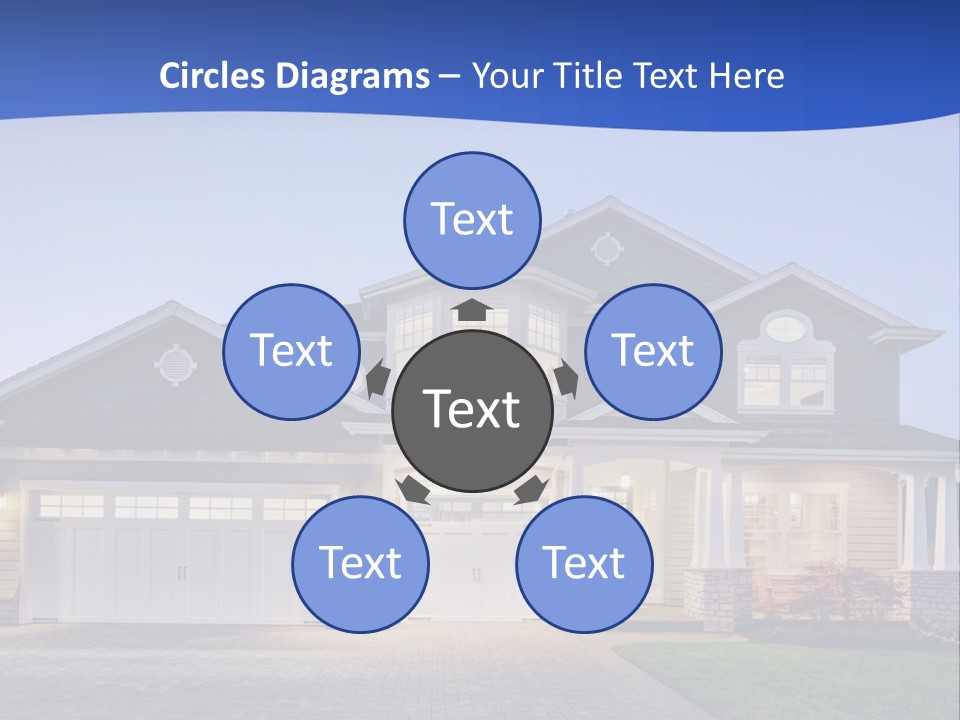 A Large House With A Lot Of Windows And A Driveway PowerPoint Template