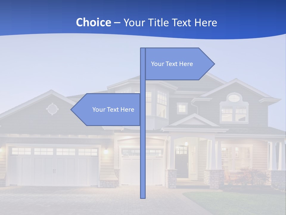 A Large House With A Lot Of Windows And A Driveway PowerPoint Template