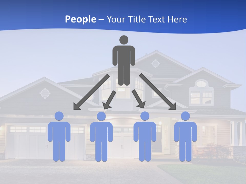 A Large House With A Lot Of Windows And A Driveway PowerPoint Template