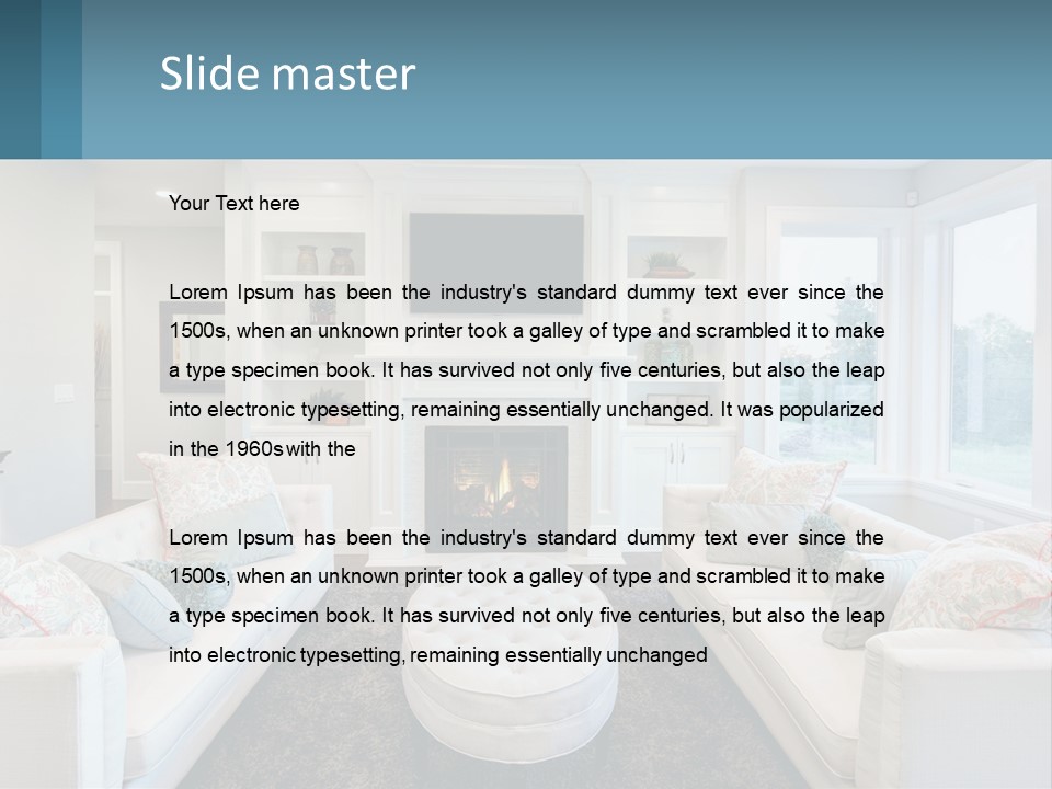 A Living Room Filled With Furniture And A Fire Place PowerPoint Template