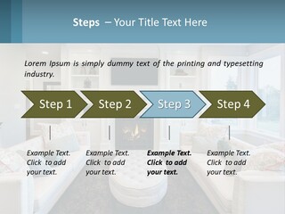 A Living Room Filled With Furniture And A Fire Place PowerPoint Template
