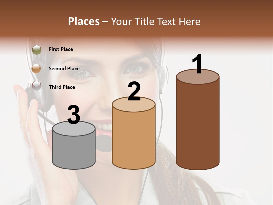 A Woman Wearing A Headset With A Smile On Her Face PowerPoint Template