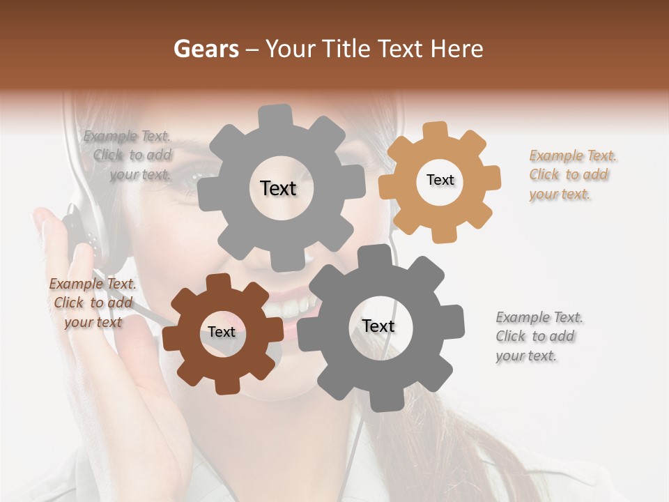 A Woman Wearing A Headset With A Smile On Her Face PowerPoint Template