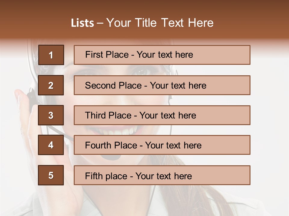 A Woman Wearing A Headset With A Smile On Her Face PowerPoint Template