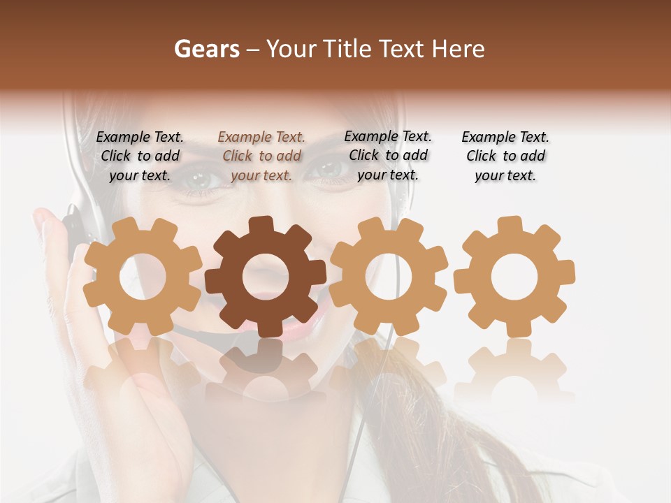 A Woman Wearing A Headset With A Smile On Her Face PowerPoint Template