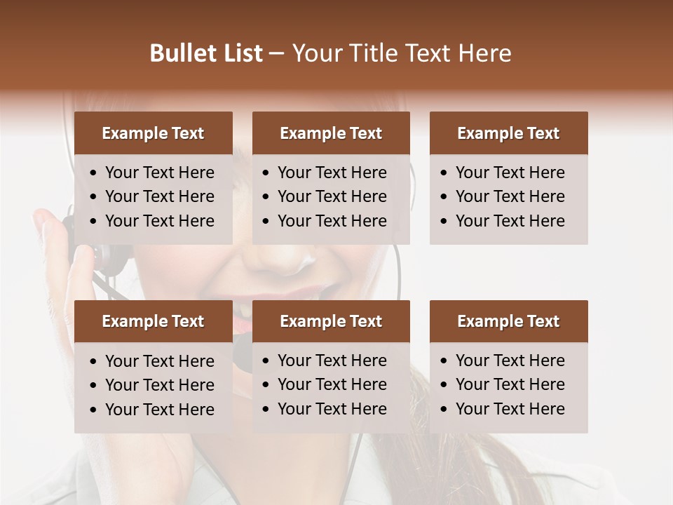 A Woman Wearing A Headset With A Smile On Her Face PowerPoint Template