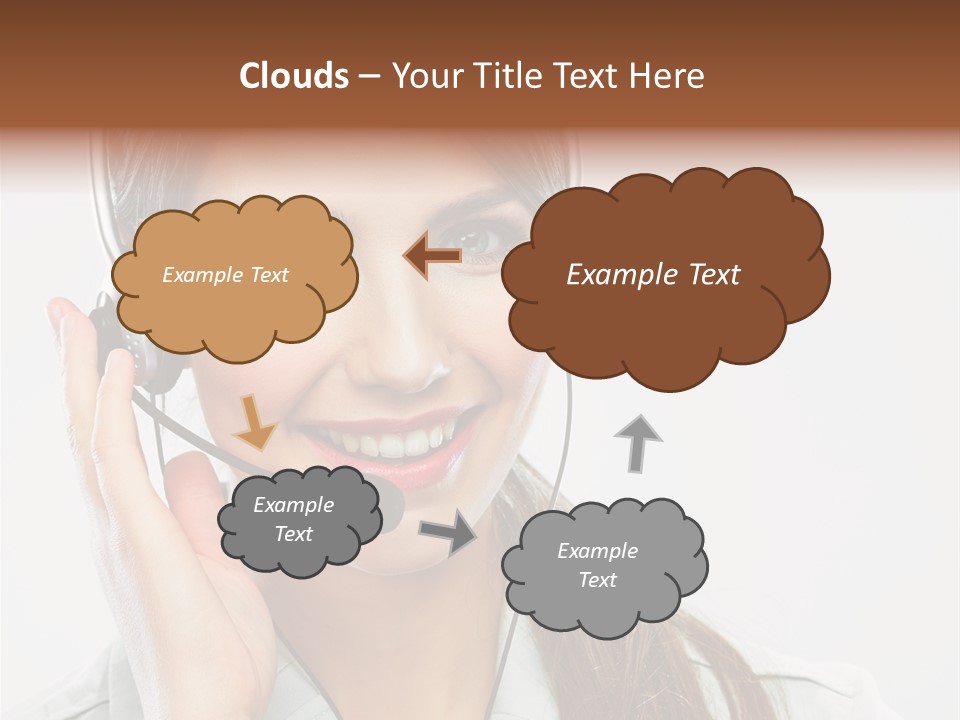 A Woman Wearing A Headset With A Smile On Her Face PowerPoint Template